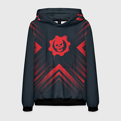 Толстовка-худи мужская Красный Символ Gears of War на темном фоне со стре, цвет: 3D-черный
