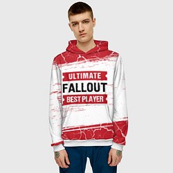 Толстовка-худи мужская Fallout: красные таблички Best Player и Ultimate, цвет: 3D-белый — фото 2