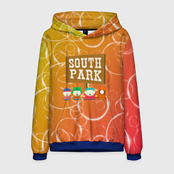 Толстовка-худи мужская Южный Парк - на фоне кружков, цвет: 3D-синий