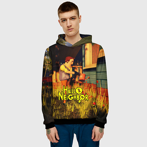 Мужская толстовка Hello Neighbor Привет сосед Сосед поливает / 3D-Черный – фото 3