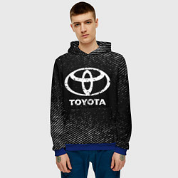 Толстовка-худи мужская Toyota с потертостями на темном фоне, цвет: 3D-синий — фото 2