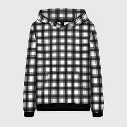 Толстовка-худи мужская Black and white trendy checkered pattern, цвет: 3D-черный