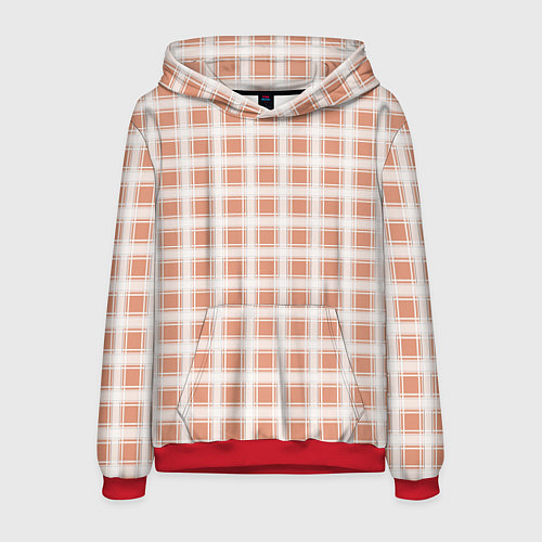 Мужская толстовка Light beige plaid fashionable checkered pattern / 3D-Красный – фото 1