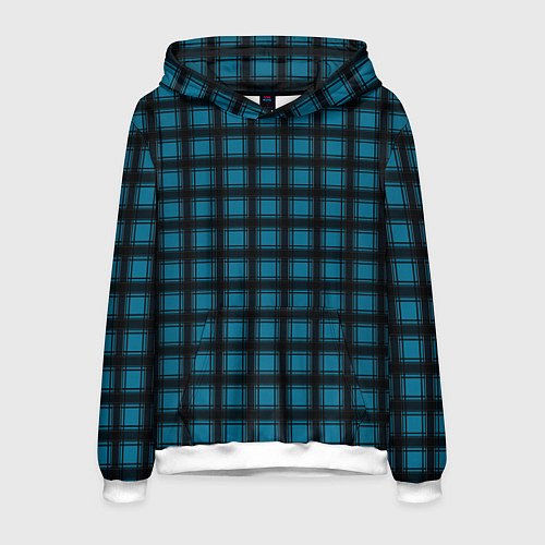 Мужская толстовка Black and blue plaid / 3D-Белый – фото 1