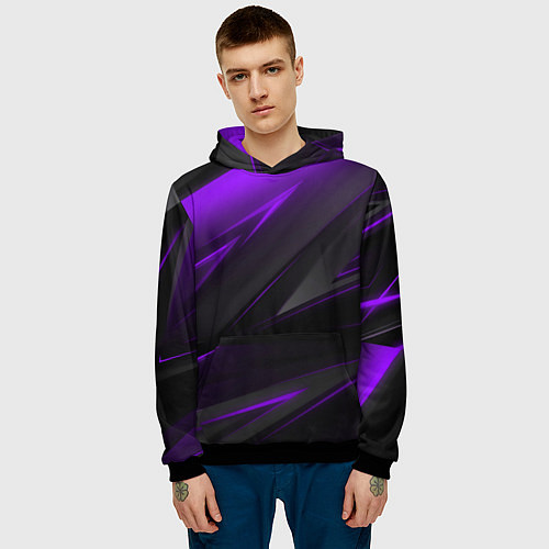 Мужская толстовка Geometry Черный и фиолетовый / 3D-Черный – фото 3