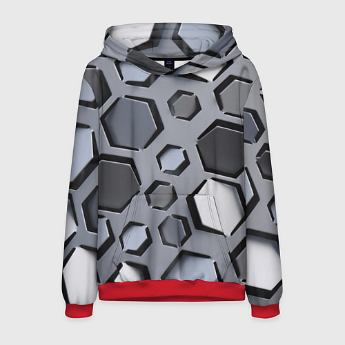 Мужская толстовка Металлическая киберпанк броня - Серый / 3D-Красный – фото 1