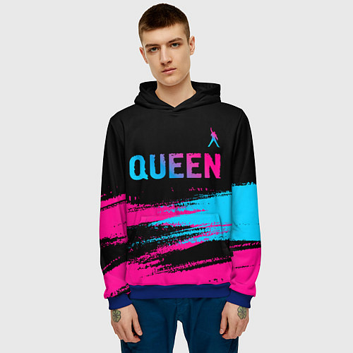 Мужская толстовка Queen Neon Gradient / 3D-Синий – фото 3