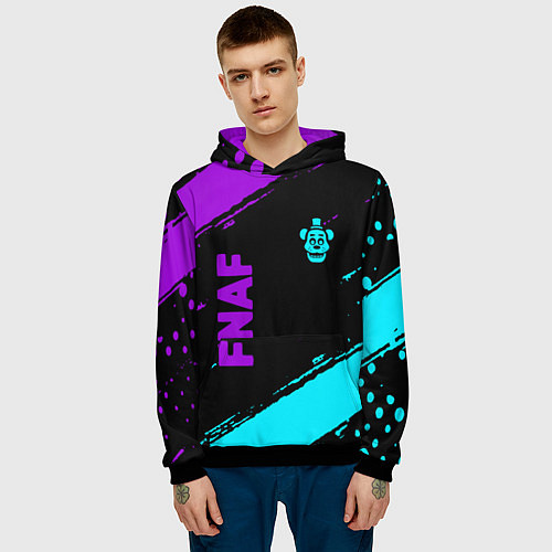 Мужская толстовка Фредди - neon / 3D-Черный – фото 3