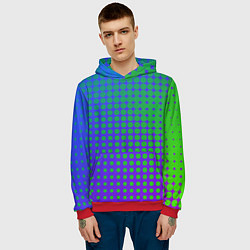 Толстовка-худи мужская Blue Green gradient, цвет: 3D-красный — фото 2