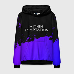 Толстовка-худи мужская Within Temptation Purple Grunge, цвет: 3D-черный