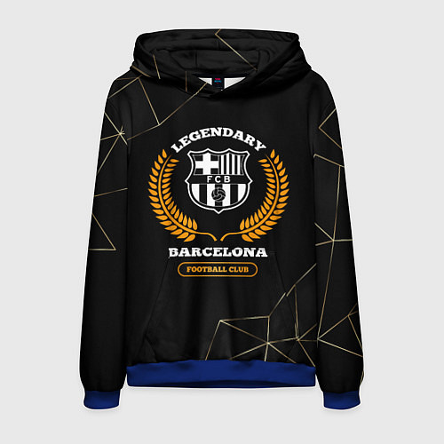 Мужская толстовка Barcelona - legendary football club на темном фоне / 3D-Синий – фото 1