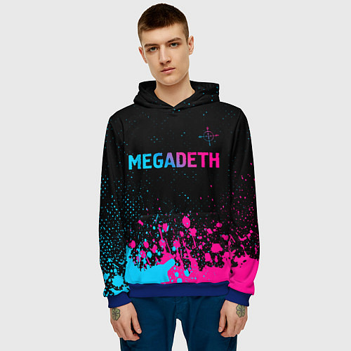 Мужская толстовка Megadeth - neon gradient / 3D-Синий – фото 3