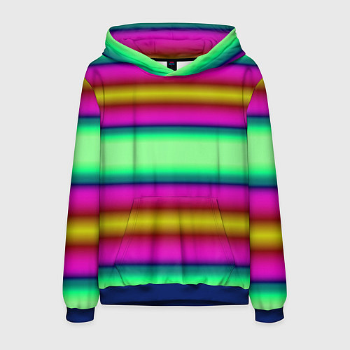 Мужская толстовка Разноцветный неоновый полосатый узор / 3D-Синий – фото 1