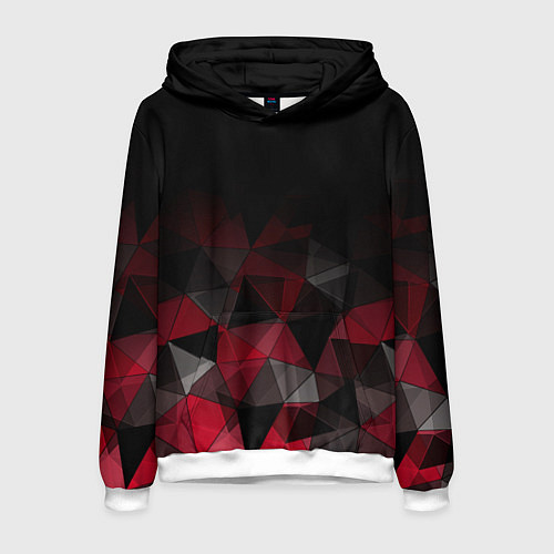 Мужская толстовка Черно-красный геометрический / 3D-Белый – фото 1