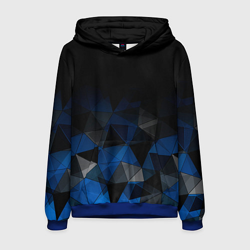 Мужская толстовка Черно-синий геометрический / 3D-Синий – фото 1