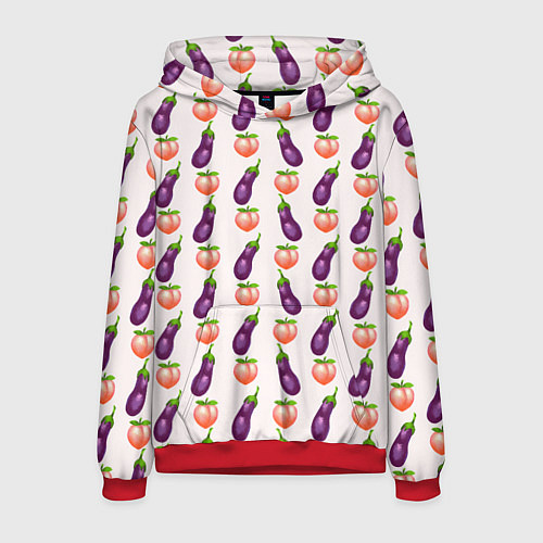 Мужская толстовка Баклажаны и персики паттерн / 3D-Красный – фото 1