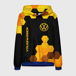 Мужская толстовка Volkswagen - gold gradient: символ и надпись верти