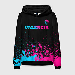Толстовка-худи мужская Valencia - neon gradient: символ сверху, цвет: 3D-черный