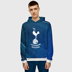 Толстовка-худи мужская Tottenham hotspur Соты абстракция, цвет: 3D-белый — фото 2