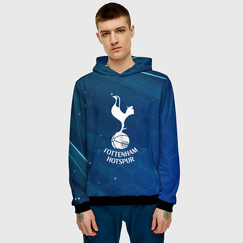 Мужская толстовка Tottenham hotspur Соты абстракция / 3D-Черный – фото 3