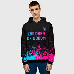Толстовка-худи мужская Children of Bodom - neon gradient: символ сверху, цвет: 3D-черный — фото 2