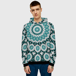 Толстовка-худи мужская Этнический узор Мандала, цвет: 3D-черный — фото 2