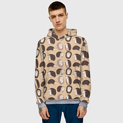 Толстовка-худи мужская Charming hedgehogs, цвет: 3D-меланж — фото 2
