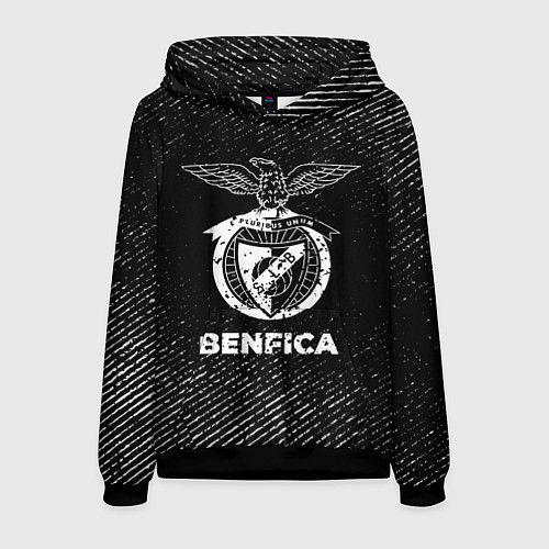 Мужская толстовка Benfica с потертостями на темном фоне / 3D-Черный – фото 1