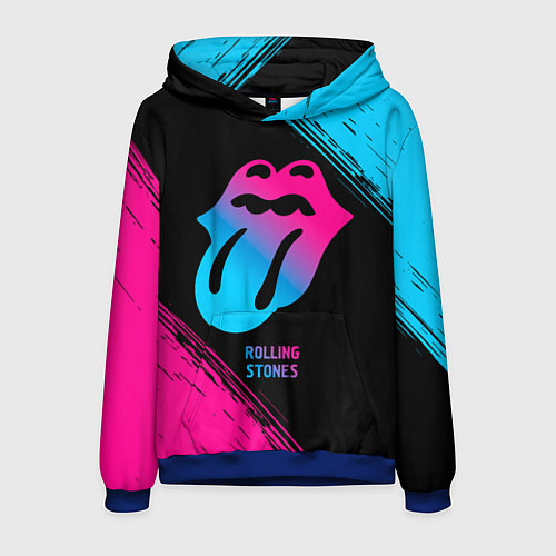 Мужская толстовка Rolling Stones - neon gradient / 3D-Синий – фото 1