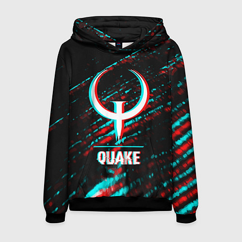 Мужская толстовка Quake в стиле glitch и баги графики на темном фоне / 3D-Черный – фото 1