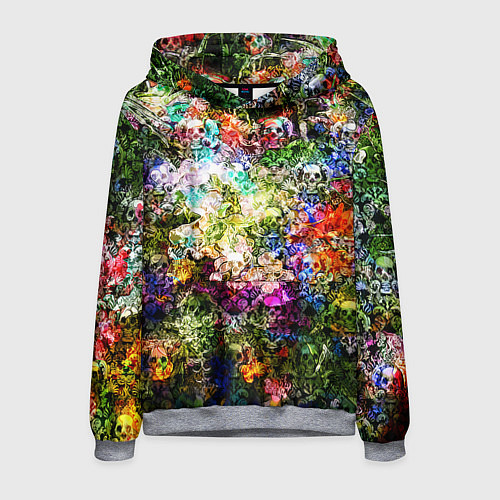 Мужская толстовка Цветы на черепах / 3D-Меланж – фото 1