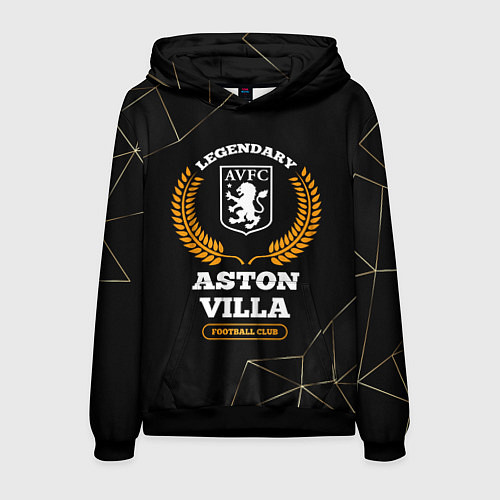 Мужская толстовка Лого Aston Villa и надпись legendary football club / 3D-Черный – фото 1