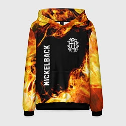 Толстовка-худи мужская Nickelback и пылающий огонь, цвет: 3D-черный