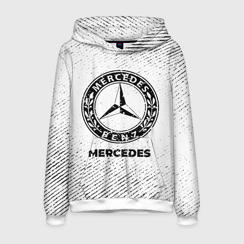 Мужская толстовка Mercedes с потертостями на светлом фоне / 3D-Белый – фото 1