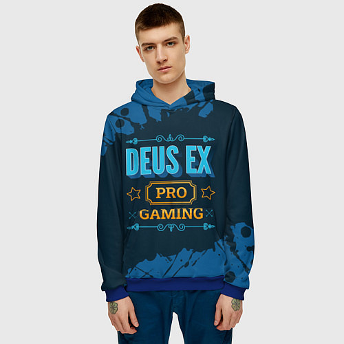 Мужская толстовка Игра Deus Ex: pro gaming / 3D-Синий – фото 3