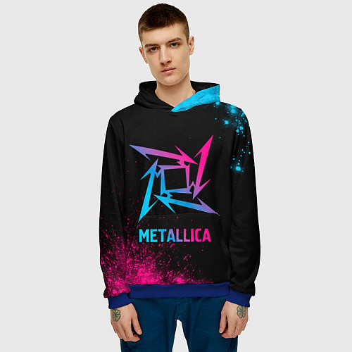 Мужская толстовка Metallica - neon gradient / 3D-Синий – фото 3