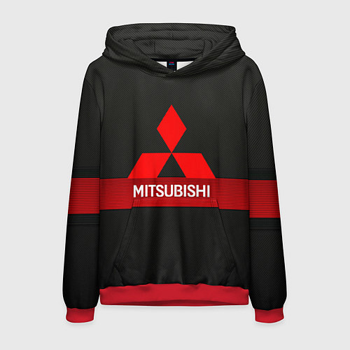 Мужская толстовка Mitsubishi - логотип - красная полоса / 3D-Красный – фото 1