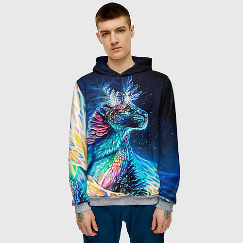 Мужская толстовка Неоновый сказочный леопард / 3D-Меланж – фото 3