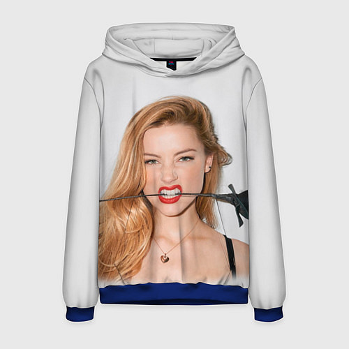 Мужская толстовка Эмбер Хёрд с розой / 3D-Синий – фото 1