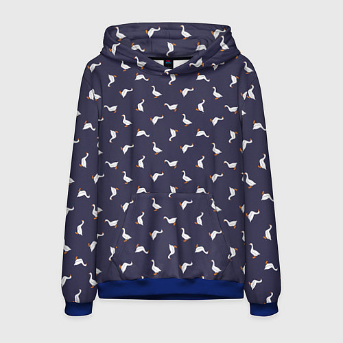 Мужская толстовка Гуси на синем паттерн / 3D-Синий – фото 1
