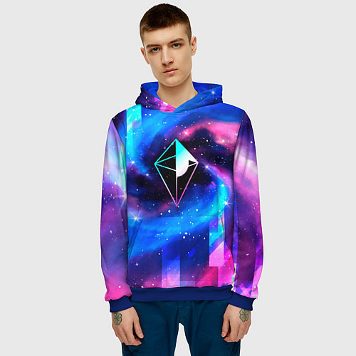 Мужская толстовка No Mans Sky неоновый космос / 3D-Синий – фото 3