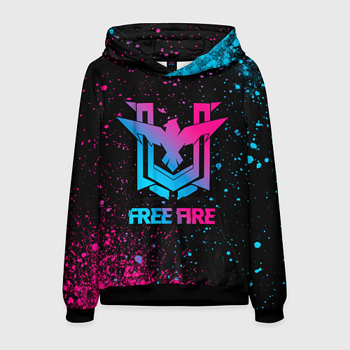 Мужская толстовка Free Fire - neon gradient / 3D-Черный – фото 1