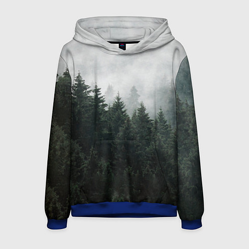Мужская толстовка Туманный хвойный лес / 3D-Синий – фото 1