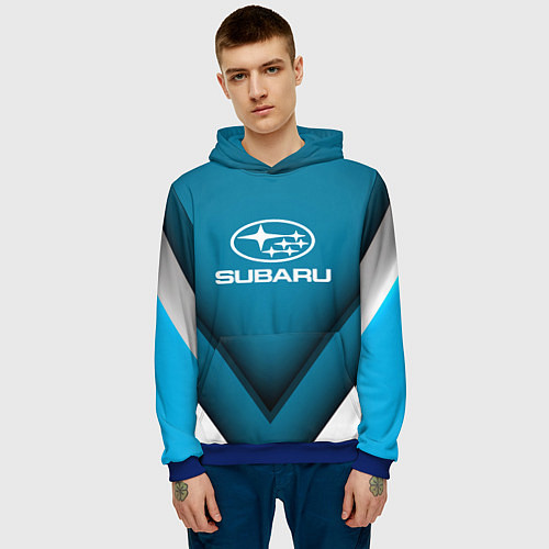 Мужская толстовка Subaru - абстракция / 3D-Синий – фото 3