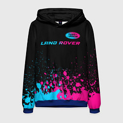 Толстовка-худи мужская Land Rover - neon gradient: символ сверху, цвет: 3D-синий