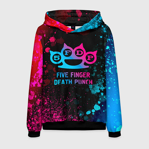 Мужская толстовка Five Finger Death Punch - neon gradient / 3D-Черный – фото 1