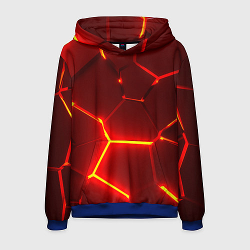 Мужская толстовка Красные неоновые геометрические плиты / 3D-Синий – фото 1