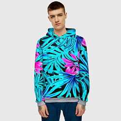 Толстовка-худи мужская Palm branches, цвет: 3D-меланж — фото 2