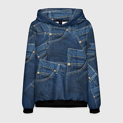 Толстовка-худи мужская Джинсовка jeans, цвет: 3D-черный