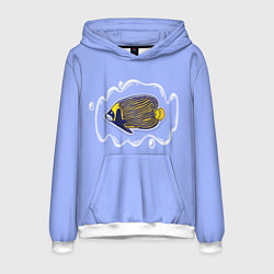 Толстовка-худи мужская Тропическая экзотическая рыбка, цвет: 3D-белый